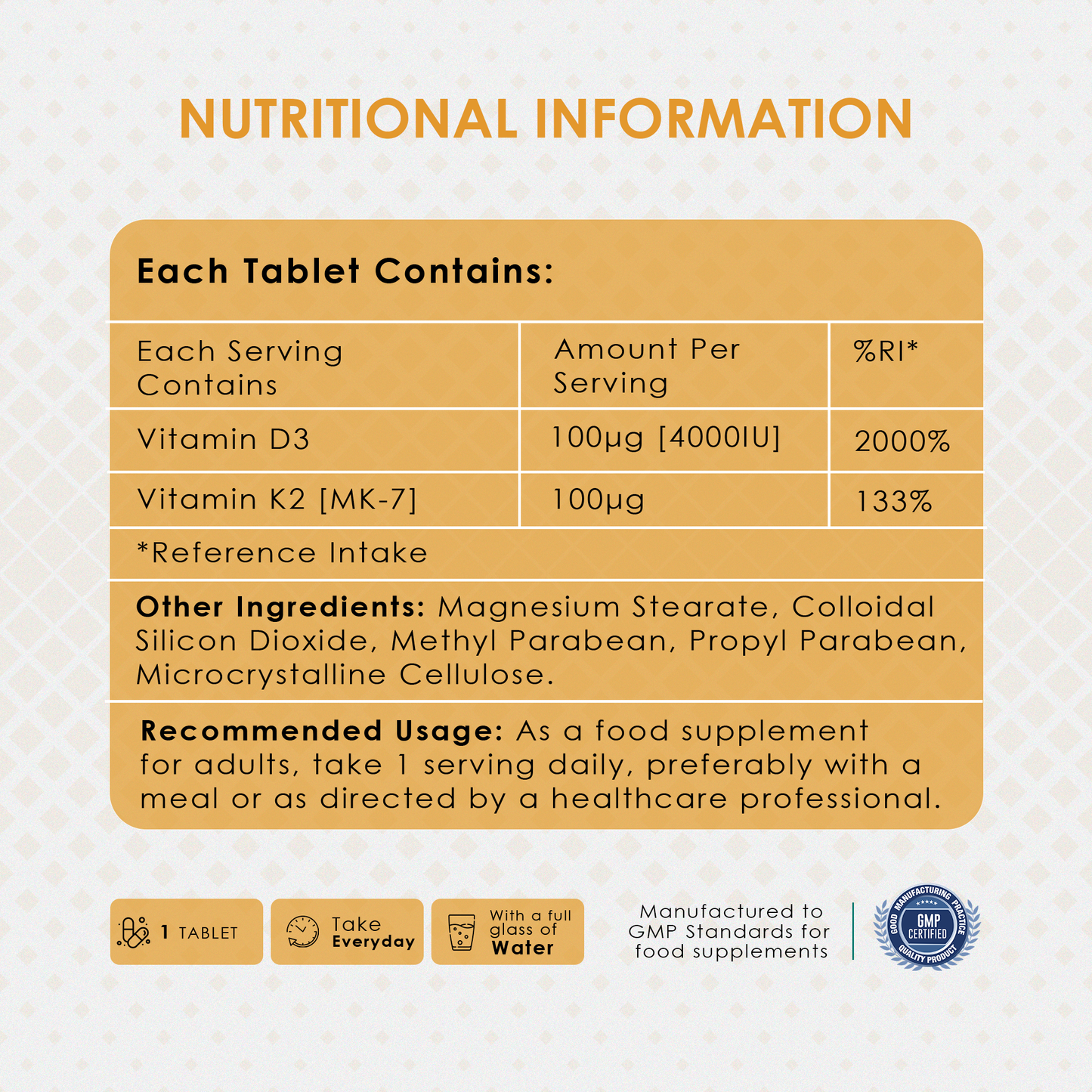 Vitamin D3 & K2 Tablets