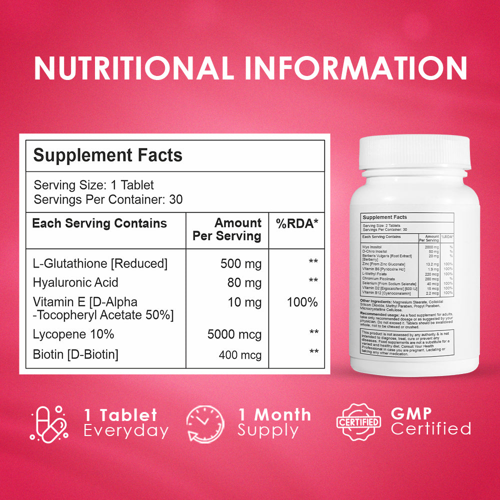 Gluta-Glow L-Glutathione 500mg Tablets