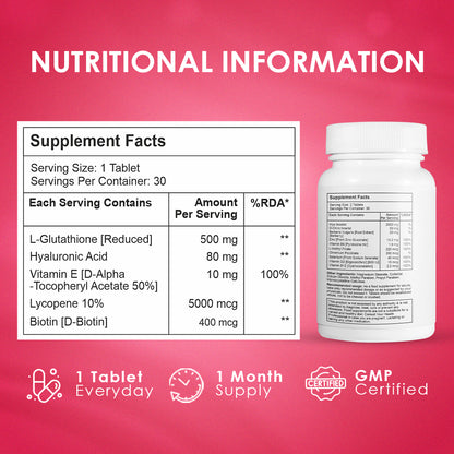 Gluta-Glow L-Glutathione 500mg Tablets