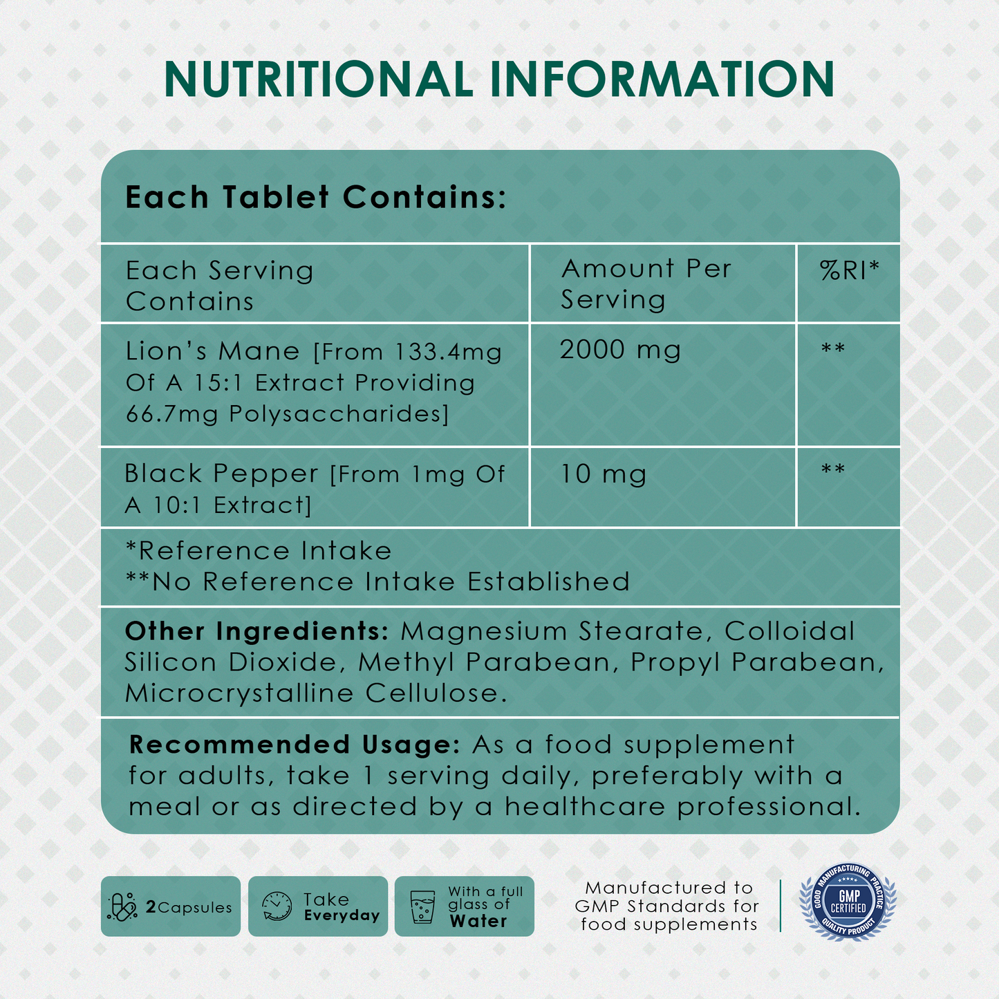 Lion's Mane with Black Pepper - 2000 mg